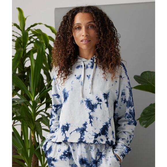 KNOWN SUPPLY- NWT- ARIA HOODIE - "ORGANIC"  DARK BLUE TIE DYE Sz:Small RET$144 - Picture 2 of 5